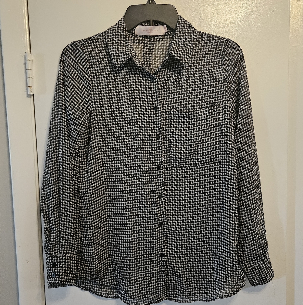 Love For Humanity Black and White Houndstooth Women's Shirt